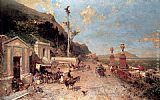 Franz Richard Unterberger Paintings - La Strada Monreale, Palermo by Franz Richard Unterberger